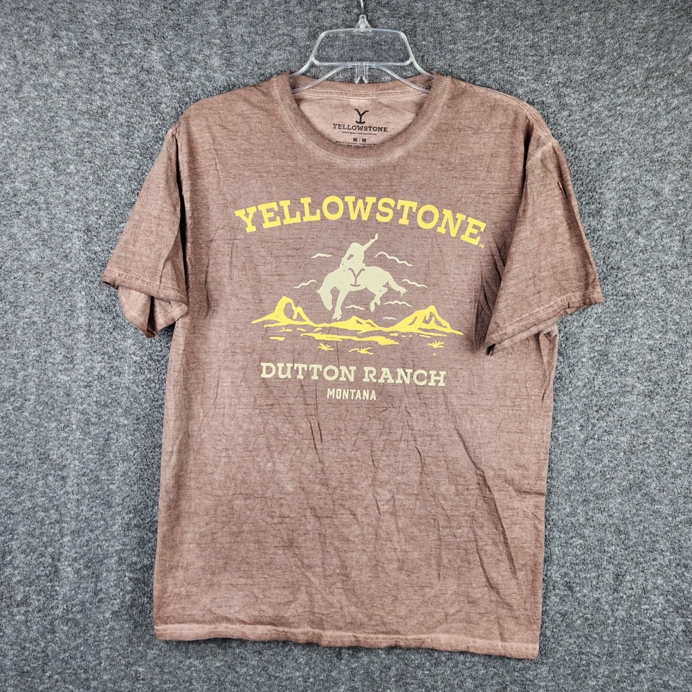Yellowstone T-Shirt Mens M Dutton Ranch Montana Brown Graphic Tee EUC